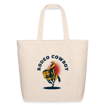 Rodeo Cowboy Bucking Logo Print - Eco-Friendly Cotton Tote - natural - Front