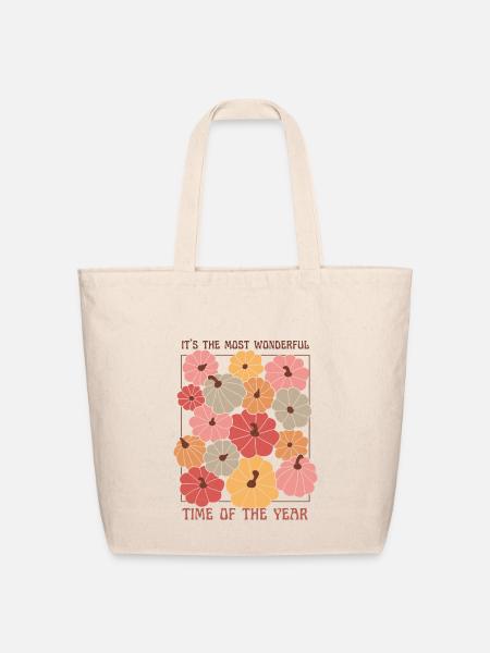 Boho Fall and Pumpkin Lover Quote - Eco-Friendly Cotton Tote - natural