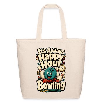 Always Happy Hour Bowling - Eco-Friendly Cotton Tote - natural - Front