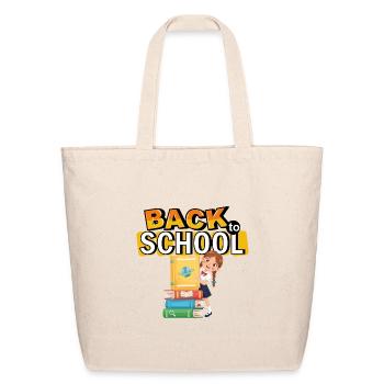 Back to School Bookstack Hero - Eco-Friendly Cotton Tote - natural - Front