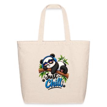 Just Chill Panda on a Palm Branch - Eco-Friendly Cotton Tote - natural - Front