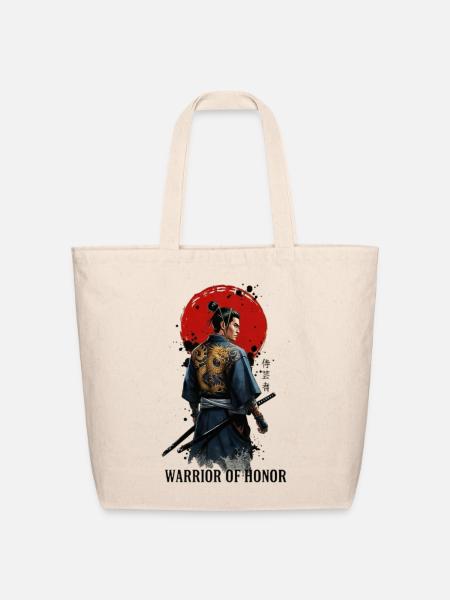 Warrior of Honor Dragon Back - Eco-Friendly Cotton Tote - natural