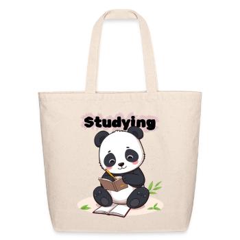Hard Working Panda - Studying Time Mode - Eco-Friendly Cotton Tote - natural - Front