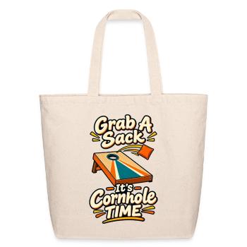 Cornhole Time Slogan Art - Eco-Friendly Cotton Tote - natural - Front
