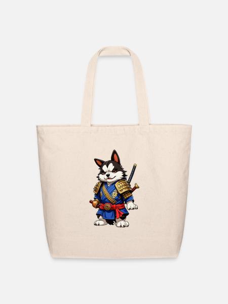 Samurai Dog - Eco-Friendly Cotton Tote - natural