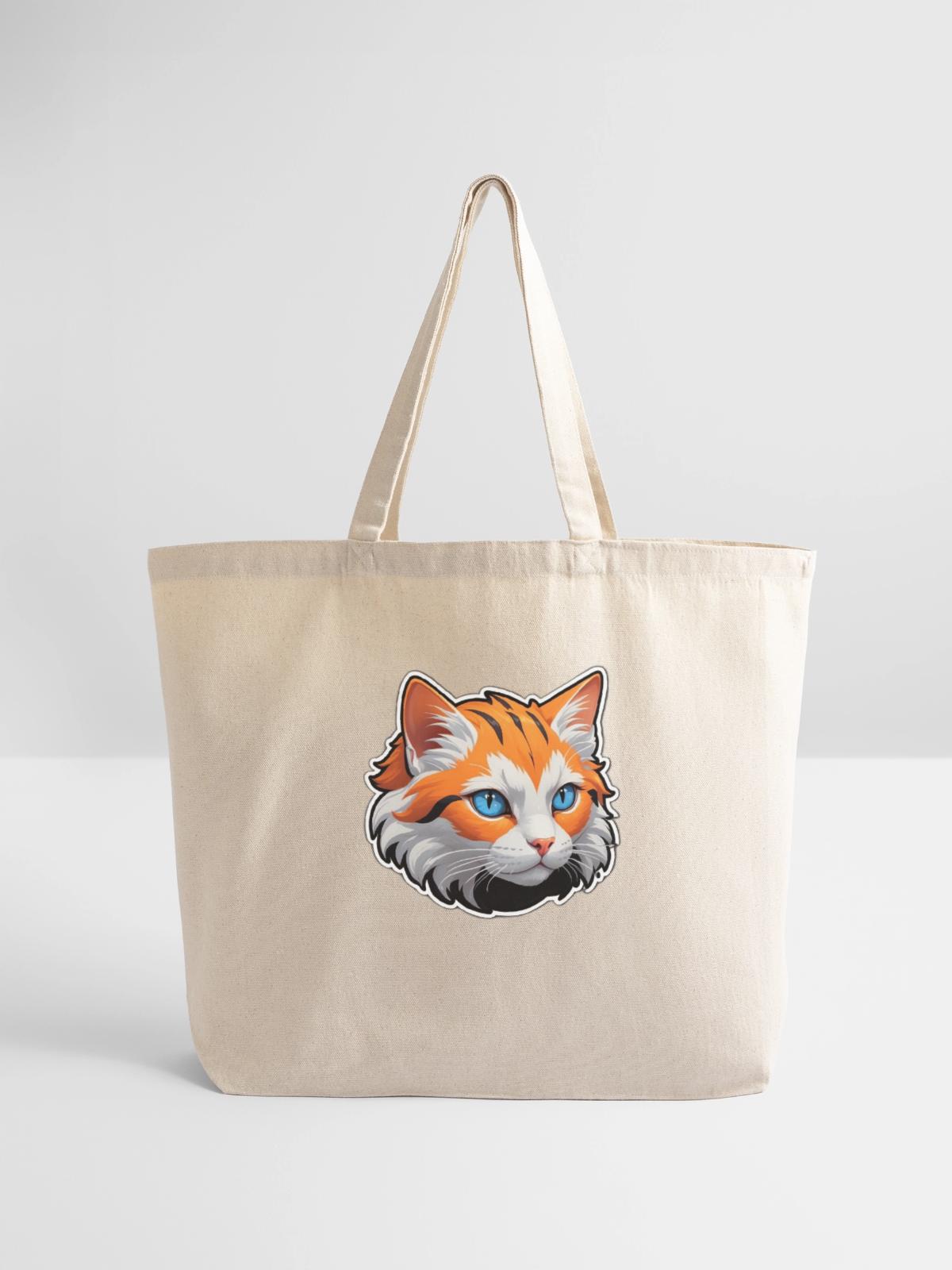 Cat face - Eco-Friendly Cotton Tote - natural - Front
