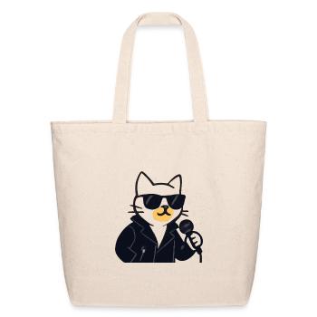 Sunglass Cat in Leather Jacket - Eco-Friendly Cotton Tote - natural - Front