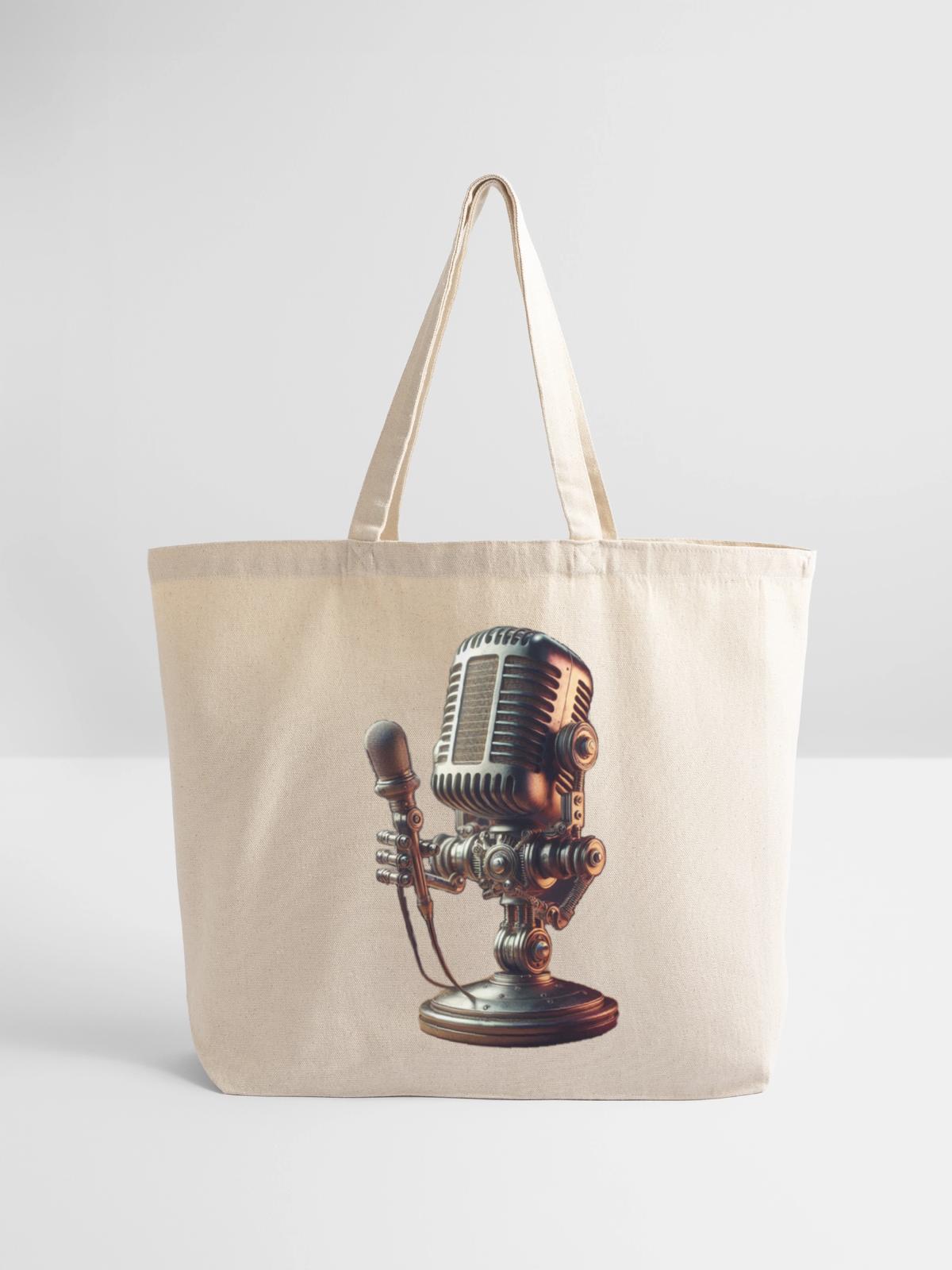 microphone - Eco-Friendly Cotton Tote - natural - Front