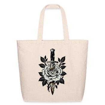 dagger and rose - Eco-Friendly Cotton Tote - natural - Front