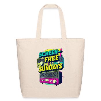 Retro Waves Screen-Free Sundays - Eco-Friendly Cotton Tote - natural - Front