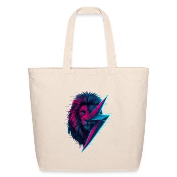 Glitched lion thunderbolt mix - Eco-Friendly Cotton Tote - natural - Front