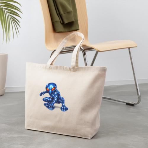 Blue Alien Crouch - Eco-Friendly Cotton Tote