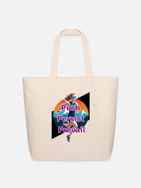 Female marathon runner - Eco-Friendly Cotton Tote - natural