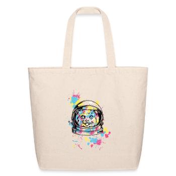 Astronaut Cat Neon Splash - Eco-Friendly Cotton Tote - natural - Front