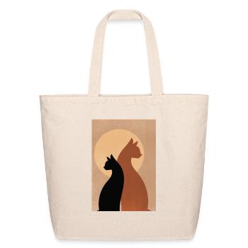comfy elegant cat design shirt,cat and her shadow - Eco-Friendly Cotton Tote - natural - Front