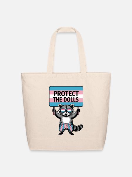 Protect The Dolls Raccoon Transgender Support - Eco-Friendly Cotton Tote - natural