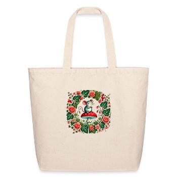 Mouse and Mushroom - Eco-Friendly Cotton Tote - natural - Front