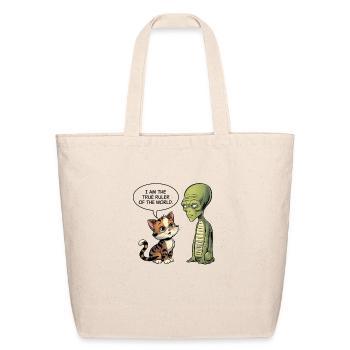 Cat and Alien - Eco-Friendly Cotton Tote - natural - Front