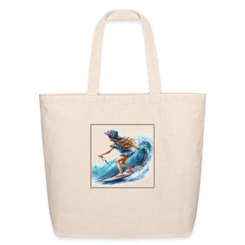 Girl and the sea - Eco-Friendly Cotton Tote - natural - Front