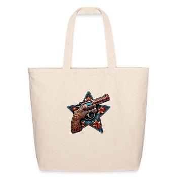 Revolver And Flower Batik Style - Eco-Friendly Cotton Tote - natural - Front
