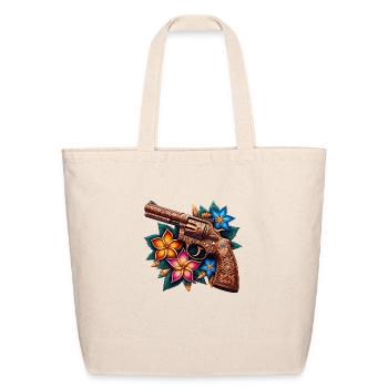 Revolver And Flower Batik Style 7 - Eco-Friendly Cotton Tote - natural - Front