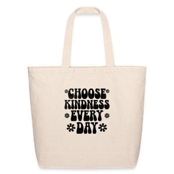 Choose Kindness Every Day - Retro Groovy Design - Eco-Friendly Cotton Tote - natural - Front