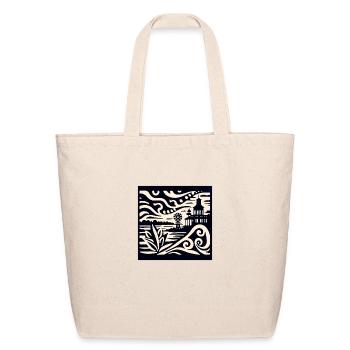 Whimsical Coastal Paper-Cut Scene Tee - Eco-Friendly Cotton Tote - natural - Front