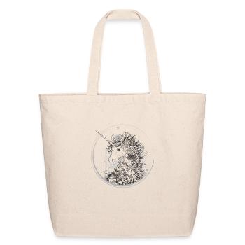 Mystical Unicorn with Ornament and Halftone Style - Eco-Friendly Cotton Tote - natural - Front