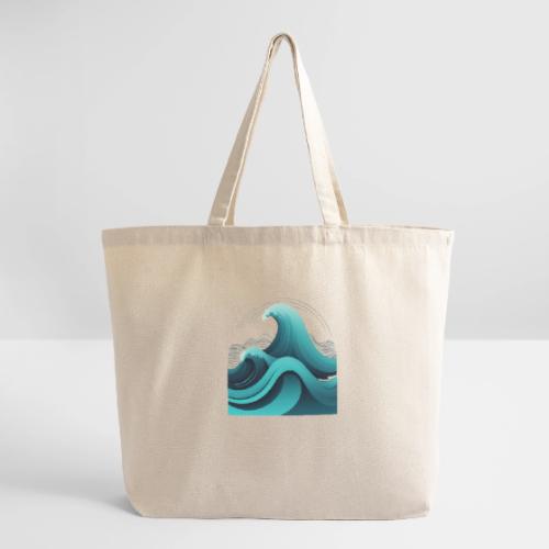 Dynamic Ocean Wave Illustration - Eco-Friendly Cotton Tote
