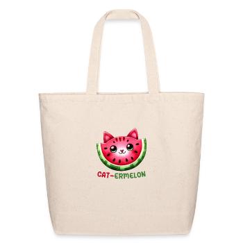 Funny Cat Watermelon Cat-Ermelon - Eco-Friendly Cotton Tote - natural - Front