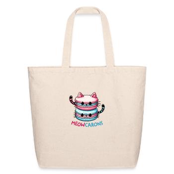 Funny Cat Meowcarons - Eco-Friendly Cotton Tote - natural - Front