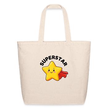 Cheerful Cartoon Superstar Star Character - Eco-Friendly Cotton Tote - natural - Front