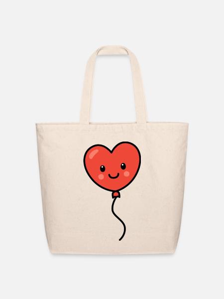 Kawaii Heart Balloon Smile - Eco-Friendly Cotton Tote - natural