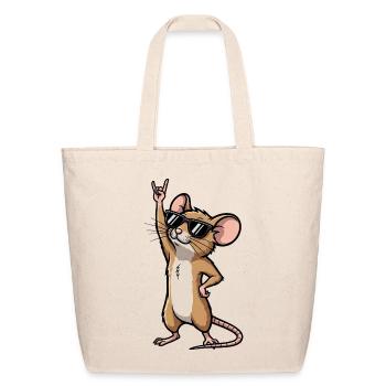 Cool Mouse Rat Rock Musician Comic - Eco-Friendly Cotton Tote - natural - Front