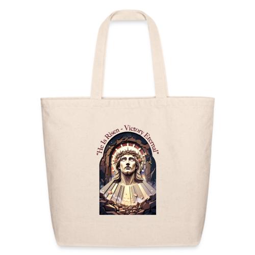Easter He Is Risen Face of Christ T Shirt, Gift - Eco-Friendly Cotton Tote