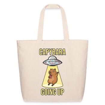 Capybara Going Up Chillest Alien Flying Saucers - Eco-Friendly Cotton Tote - natural - Front