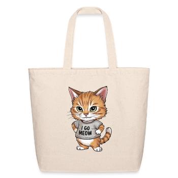 Orange Tabby Cat Wearing Shirt - I Go Meow - Eco-Friendly Cotton Tote - natural - Front