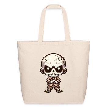 Grumpy Skeleton Kid – Creepy Cute Undead Attitude - Eco-Friendly Cotton Tote - natural - Front