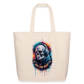 Skull Beats Neon Splash - Eco-Friendly Cotton Tote - natural - Front