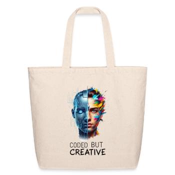 Code and Color Portrait: AI Meets Art - Eco-Friendly Cotton Tote - natural - Front