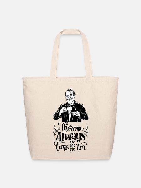 Vintage Gentleman Pouring Tea - Eco-Friendly Cotton Tote - natural