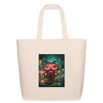 Neon Mushrooms Panda in Enchanted Forest - Eco-Friendly Cotton Tote - natural - Front