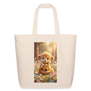 Whimsical Jungle Baby Monkey - Eco-Friendly Cotton Tote - natural - Front