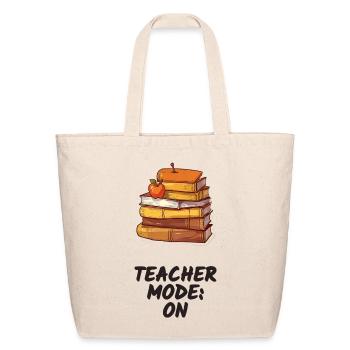 Teacher Mode On Book Stack - Eco-Friendly Cotton Tote - natural - Front