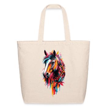 Colorful Horse T-Shirt Design  - Eco-Friendly Cotton Tote - natural - Front