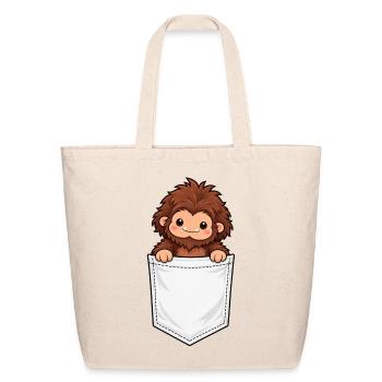 Funny Sasquatch Pocket Tee – Cute Bigfoot Hiking - Eco-Friendly Cotton Tote - natural - Front