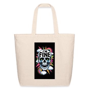 I’m Fine Skull Neon Pop Art - Eco-Friendly Cotton Tote - natural - Front