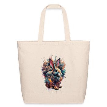 Neon Splash Rabbit - Eco-Friendly Cotton Tote - natural - Front