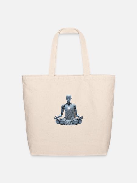 Zen Robo Monk mothers day - Eco-Friendly Cotton Tote - natural