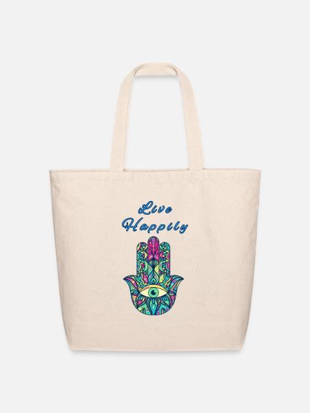 Life Happily Hamsa - Eco-Friendly Cotton Tote - natural